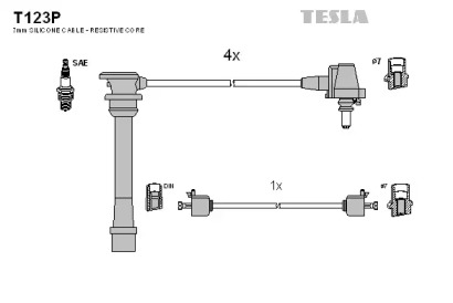 Комплект проводов зажигания T123P TESLA - фото №1