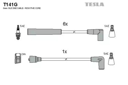 Комплект проводов зажигания T141G TESLA - фото №1