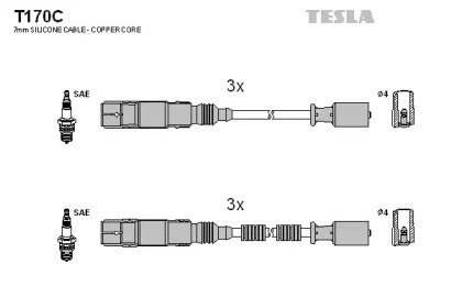 Комплект кабелей зажигания T170C TESLA - фото №1
