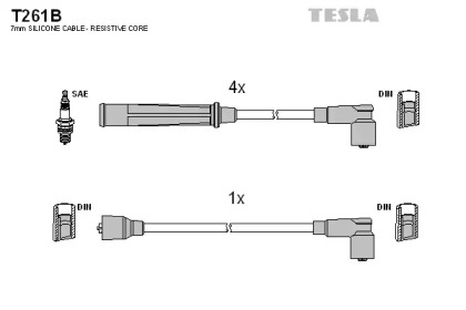 Комплект проводов зажигания T261B TESLA - фото №1