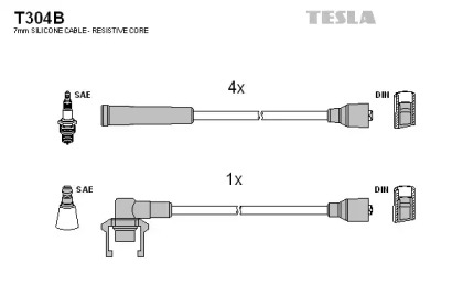 Комплект кабелей зажигания T304B TESLA - фото №1