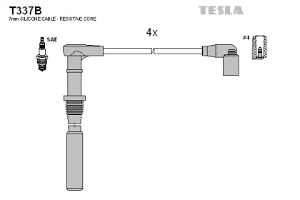 Комплект кабелей зажигания T337B TESLA - фото №1