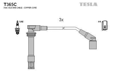 Комплект проводов зажигания T365C TESLA - фото №1