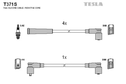 Комплект кабелей зажигания T371S TESLA - фото №1