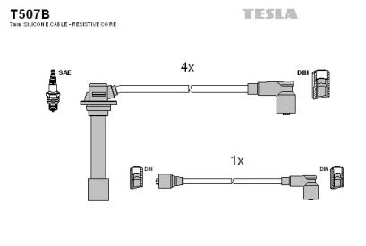 Комплект кабелей зажигания T507B TESLA - фото №1