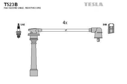 Комплект кабелей зажигания T523B TESLA - фото №1