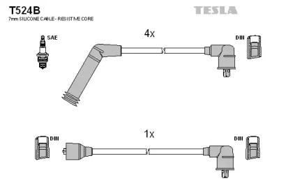 Комплект проводов зажигания T524B TESLA - фото №1