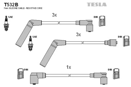 Комплект проводов зажигания T532B TESLA - фото №1