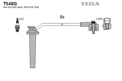 Комплект проводов зажигания T548G TESLA - фото №1