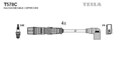 Комплект кабелей зажигания T578C TESLA - фото №1