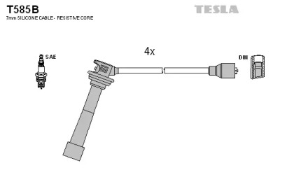 Комплект кабелей зажигания T585B TESLA - фото №1