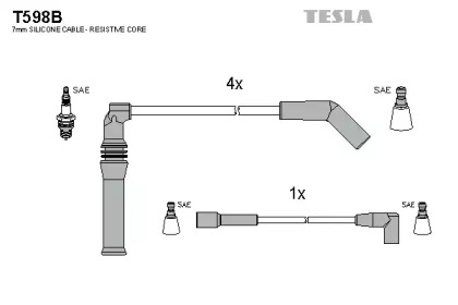 Комплект проводов зажигания T598B TESLA - фото №1