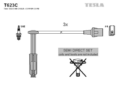Комплект проводов зажигания T623C TESLA - фото №1