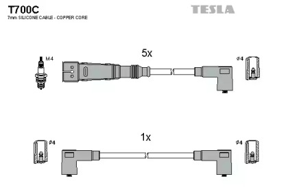 Комплект кабелей зажигания T700C TESLA - фото №1
