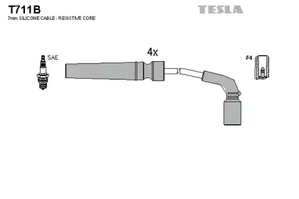 Комплект кабелей зажигания T711B TESLA - фото №1