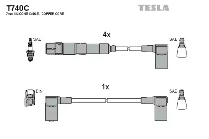 Комплект кабелей зажигания T740C TESLA - фото №1