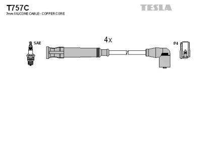 Комплект проводов зажигания T757C TESLA - фото №1