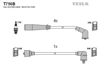 Комплект кабелей зажигания T796B TESLA - фото №1