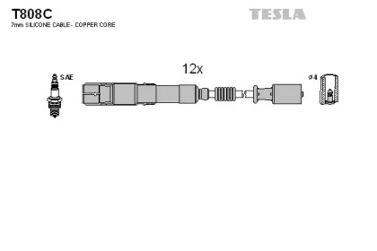 Комплект кабелей зажигания T808C TESLA - фото №1