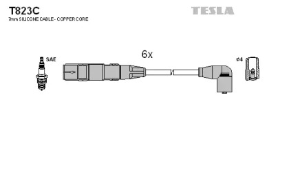 Комплект кабелей зажигания T823C TESLA