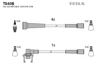Комплект кабелей зажигания T840B TESLA - фото №1