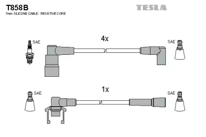 Комплект кабелей зажигания T858B TESLA - фото №1