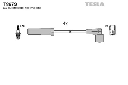 Комплект кабелей зажигания T867S TESLA - фото №1