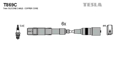 Комплект кабелей зажигания T869C TESLA - фото №1