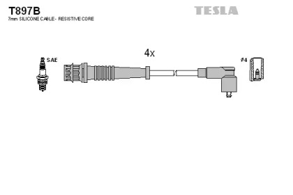 Комплект кабелей зажигания T897B TESLA - фото №1