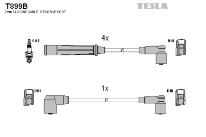 Комплект кабелей зажигания T899B TESLA