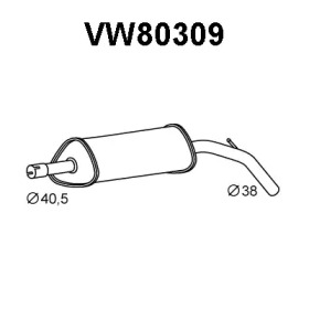 Средний глушитель выхлопных газов VW80309 VENEPORTE - фото №1