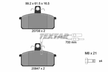 Комплект тормозных колодок, дисковый тормоз 2070804 TEXTAR - фото №1