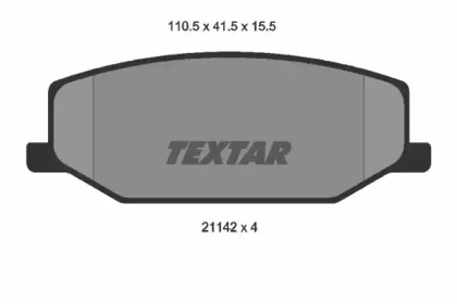 Комплект тормозных колодок, дисковый тормоз 2114202 TEXTAR - фото №1
