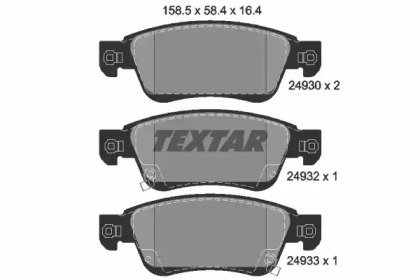 Комплект тормозных колодок, дисковый тормоз 2493001 TEXTAR