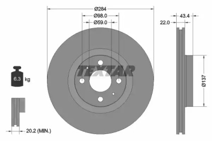 Тормозной диск 92053503 TEXTAR - фото №1
