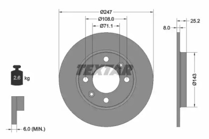 Тормозной диск 92055003 TEXTAR - фото №1
