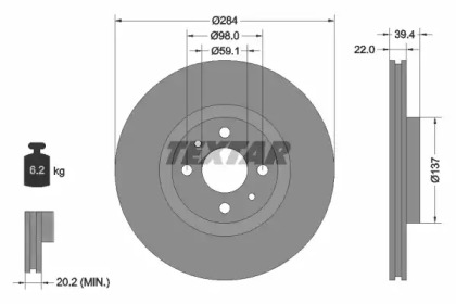 Тормозной диск 92055203 TEXTAR
