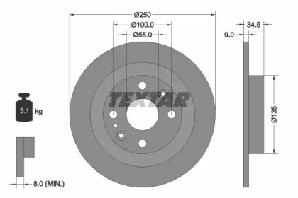 Тормозной диск 92061700 TEXTAR - фото №1