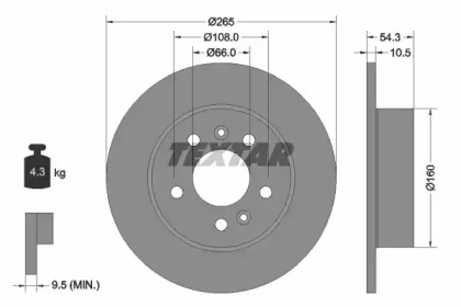 Тормозной диск 92096300 TEXTAR