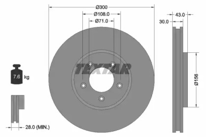 Тормозной диск 92099003 TEXTAR - фото №1