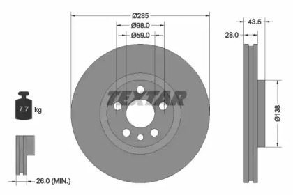 Тормозной диск 92115003 TEXTAR