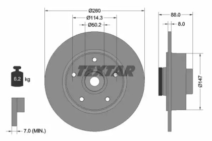 Тормозной диск 92196003 TEXTAR - фото №1
