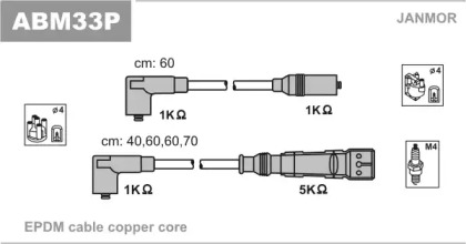Комплект проводов зажигания ABM33P JANMOR