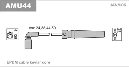Комплект проводов зажигания AMU44 JANMOR - фото №1