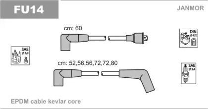 Комплект проводов зажигания FU14 JANMOR