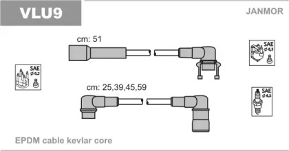 Комплект проводов зажигания VLU9 JANMOR - фото №1
