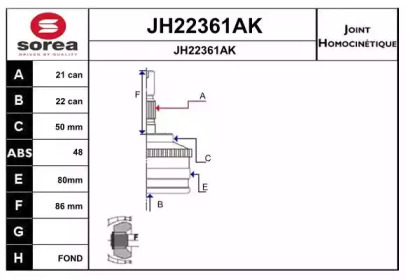 Шарнирный комплект, приводной вал JH22361AK SNRA - фото №1