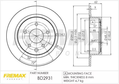 Тормозной диск BD-2931 FREMAX