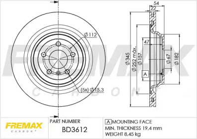 Тормозной диск BD-3612 FREMAX - фото №1