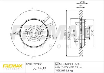 Тормозной диск BD-4400 FREMAX - фото №1